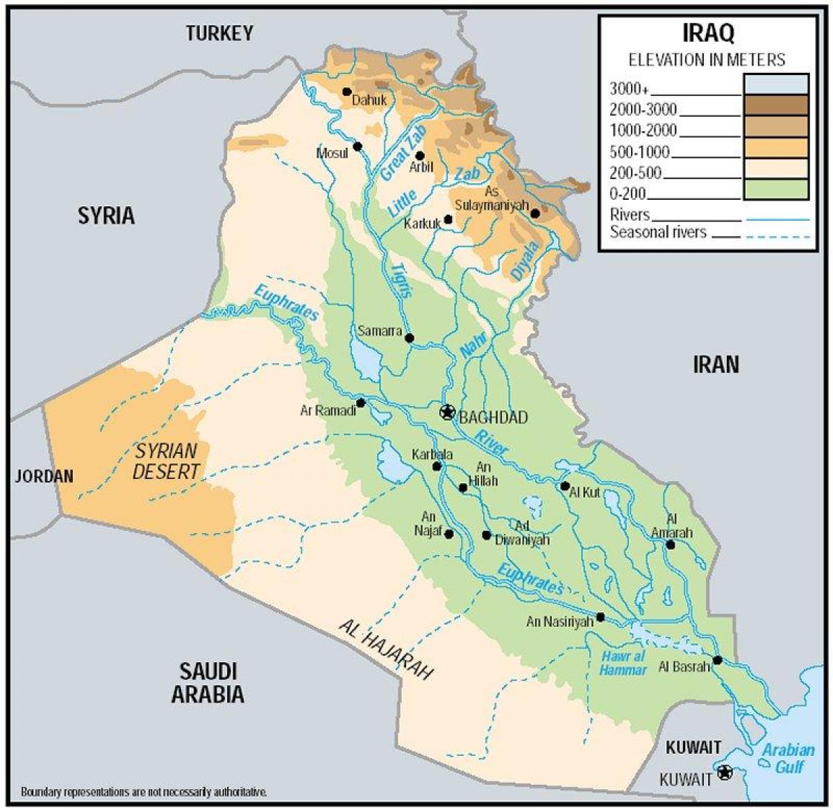Žemėlapis Irako aukštis